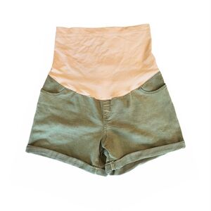 Liz Lange Maternity Green and Cream Shorts Size S
